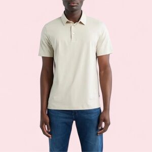 100% Cotton L.L. Bean Men’s Large Polo Light Grey Beige Preppy Golf EUC